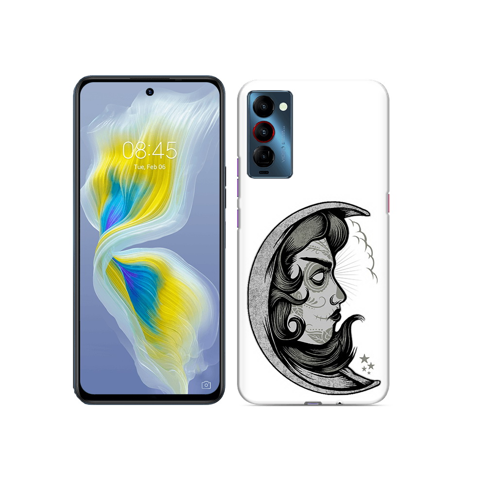 

Чехол MyPads Tocco для Tecno Camon 18 черно белая луна с лицом, Прозрачный, Tocco