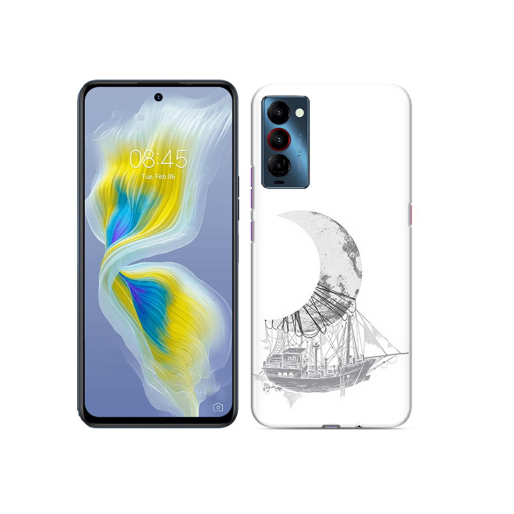 

Чехол MyPads Tocco для Tecno Camon 18 черно белый корабль полумесяц, Прозрачный, Tocco