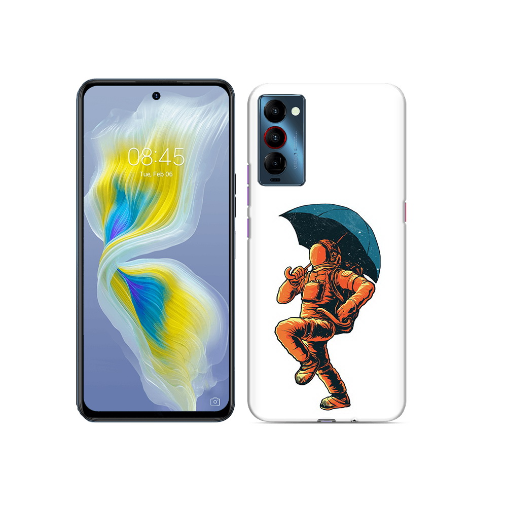 

Чехол MyPads Tocco для Tecno Camon 18 шагающий космонавт с зонтом, Прозрачный, Tocco