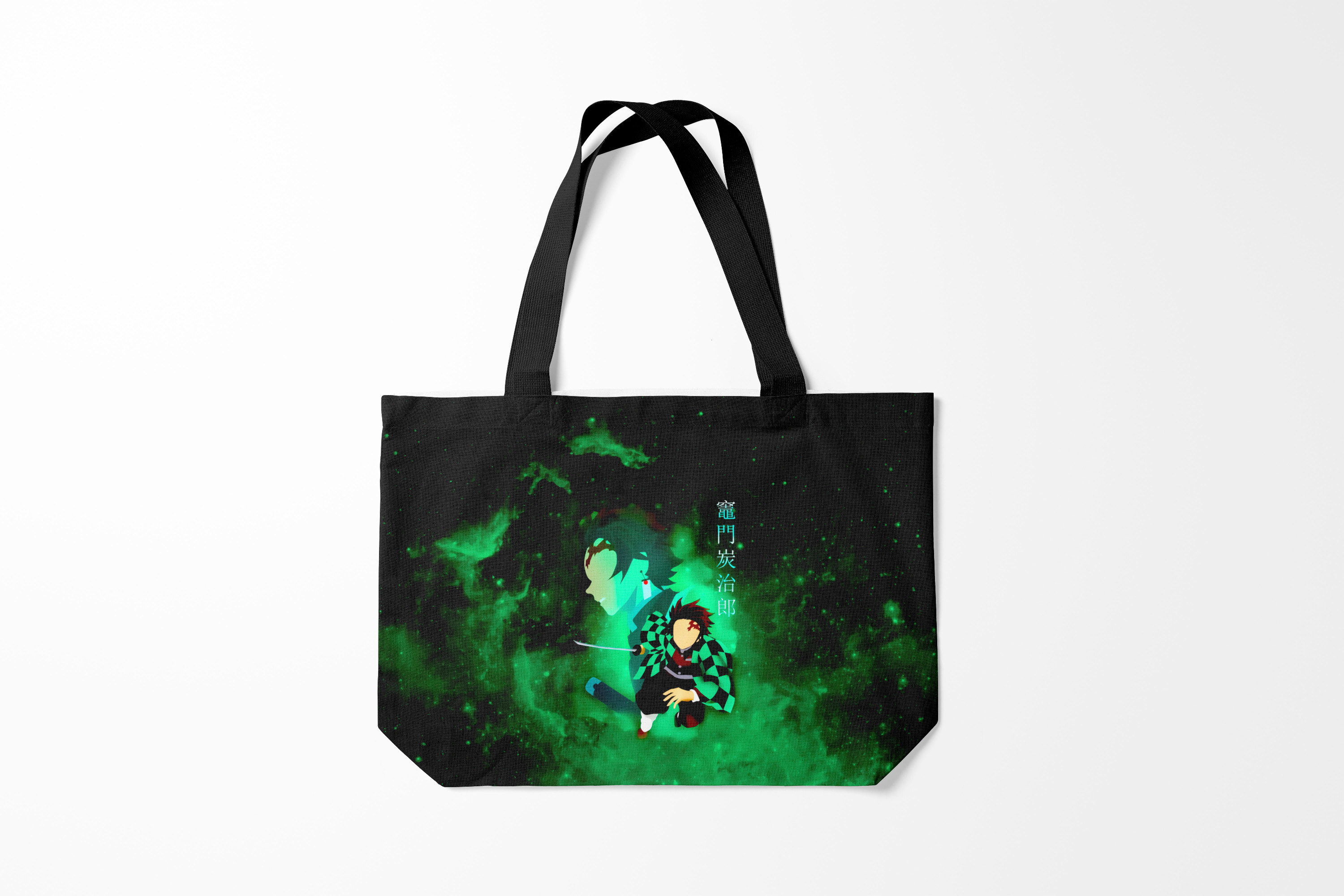 

Сумка шoппер унисекс Burnettie Клинок рассекающий демонов, черный; зеленый, Клинок рассекающий демонов