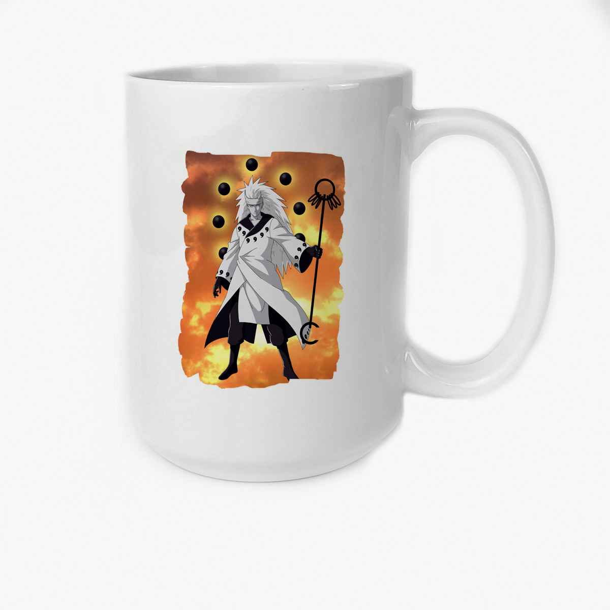 

Кружка Высокая CoolPodarok Аниме Мадара Madara (мужчина в полёте вокруг черные шары)