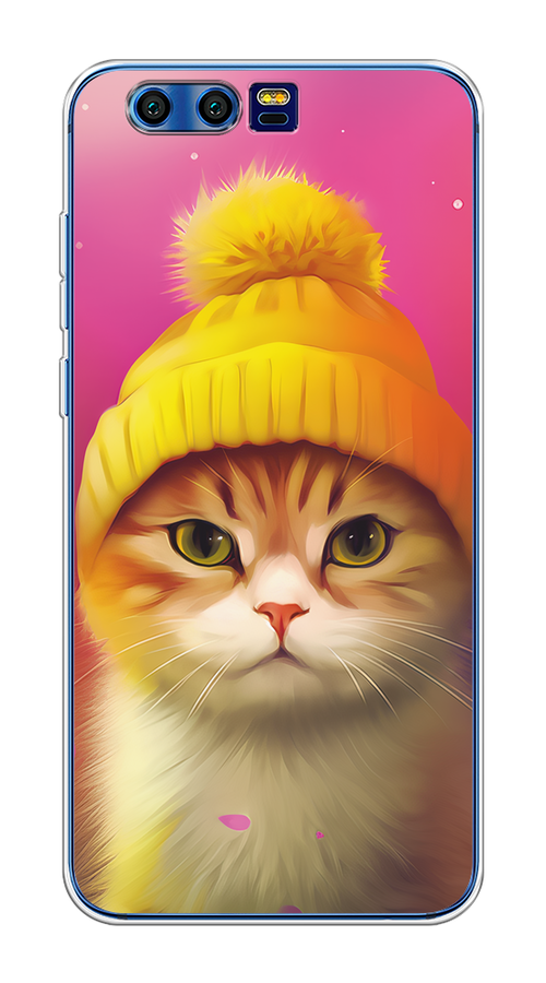 

Чехол на Honor 9 "Котик в шапочке", Розовый;желтый;бежевый, 62450-1