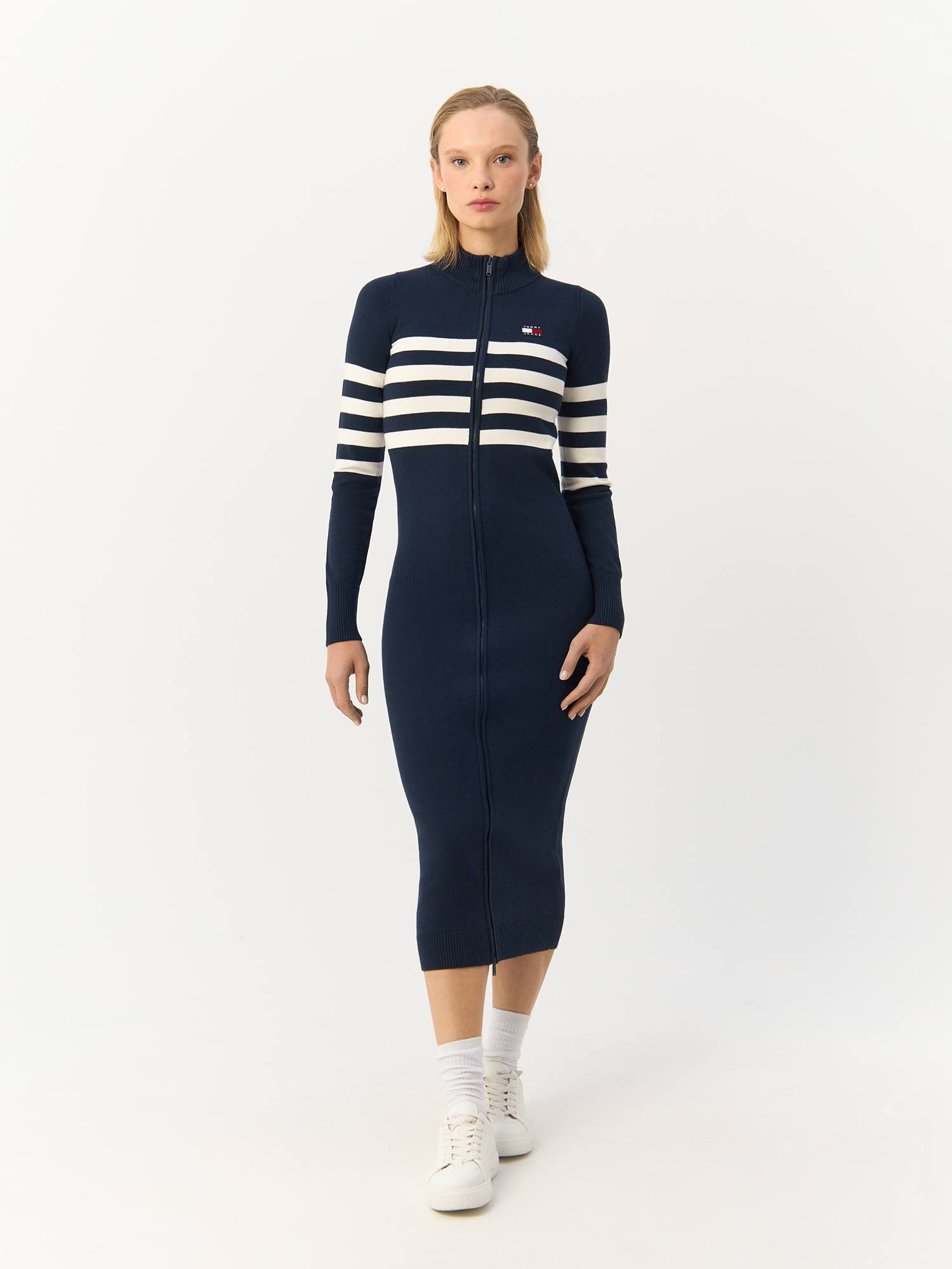 Платье женское Tommy Hilfiger Jeans Stripe Midi Sweater Dress DW0DW18476 синее L