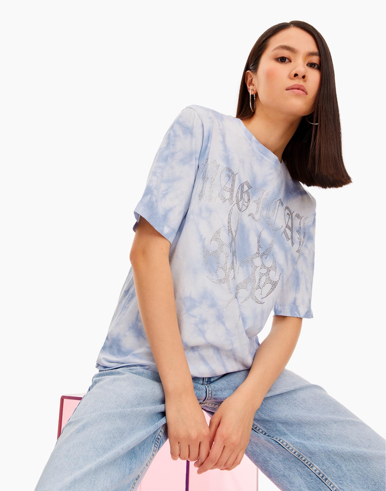 

Футболка женская Gloria Jeans GKT021283 голубая XS, Голубой, GKT021283