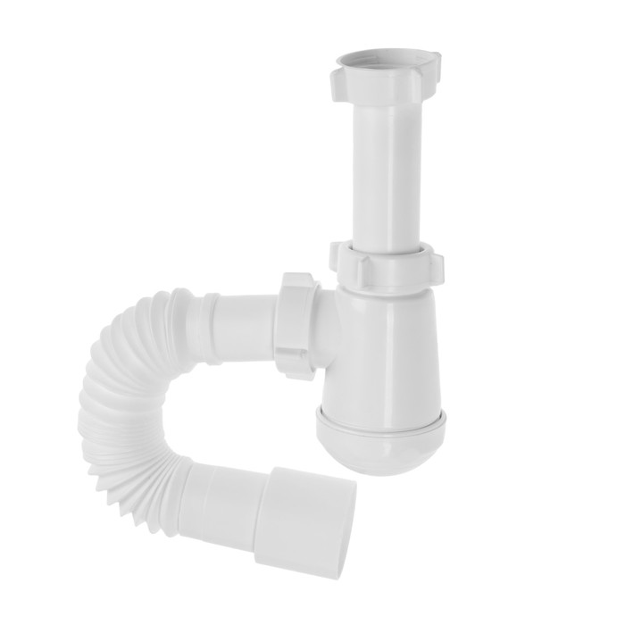 

Сифон для мойки ORIO Чик М-32002, 1 1/2"х32 мм, без выпуска, гофра 32х40/50 мм, L=370 мм, Белый