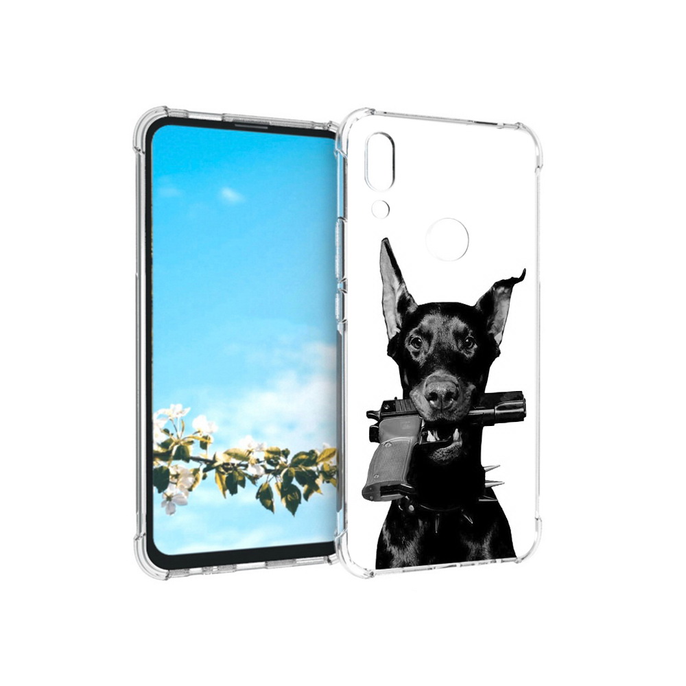 Чехол MyPads Tocco для Huawei P Smart Z доберман с пистолетом