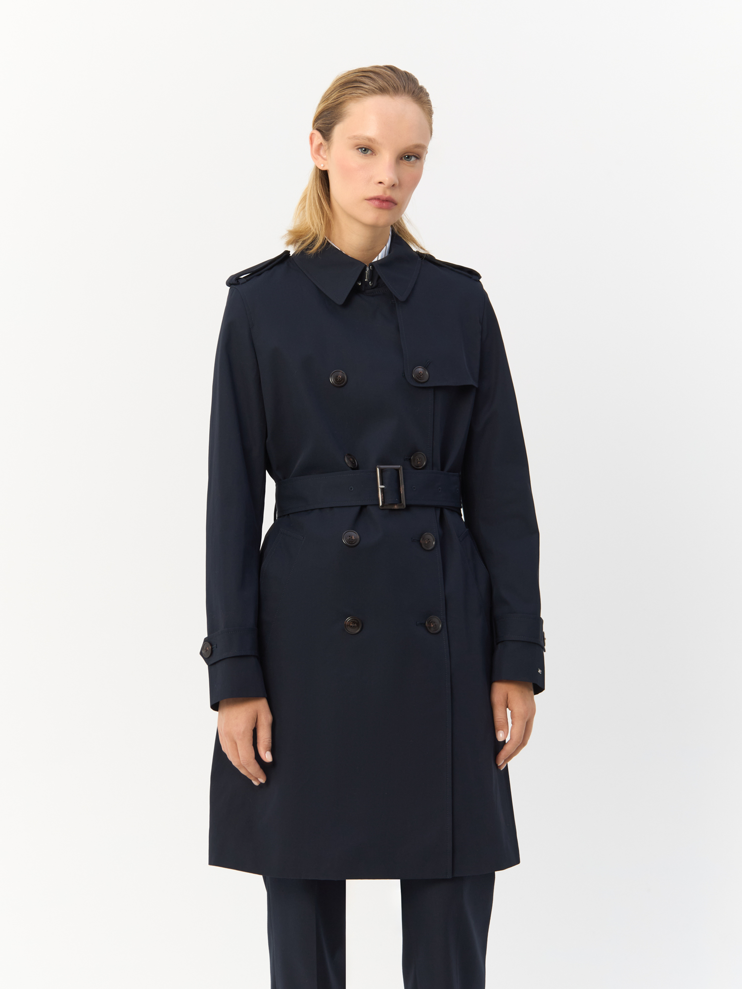 Плащ женский Tommy Hilfiger Water Repellent Slim Trench Coat WW0WW42133 синий 36 EU