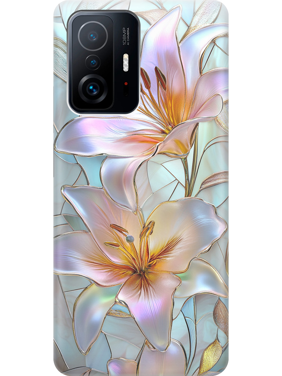 

Силиконовый чехол на Xiaomi 11T / 11T Pro с принтом "Витраж с лилиями", Прозрачный;белый;голубой;розовый, 732395223