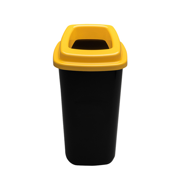 фото Ведро для мусора 90 л plafor sort bin чёрный бак с желтой крышкой