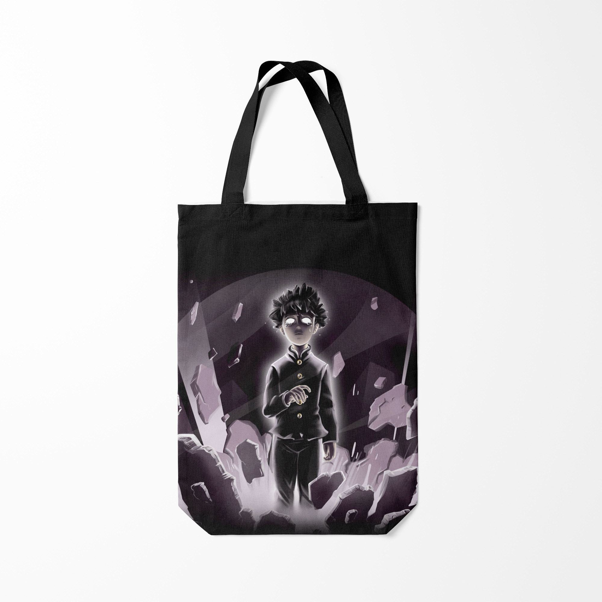 

Сумка шoппер унисекс Burnettie Mob psycho 100 Z разрушение, белый; черный, Mob psycho 100 Z разрушение