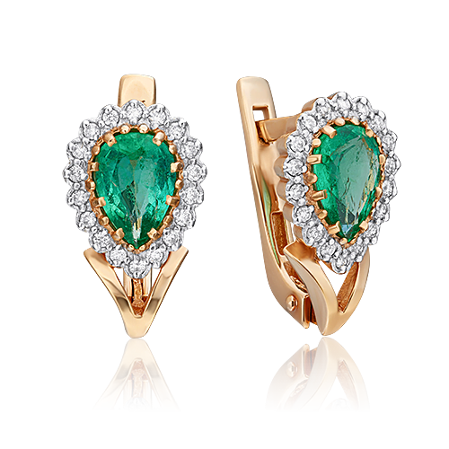 

Серьги из красного золота с изумрудом/бриллиантом PLATINA jewelry 02-0189-00-106-1110-30, 02-0189-00-106-1110-30