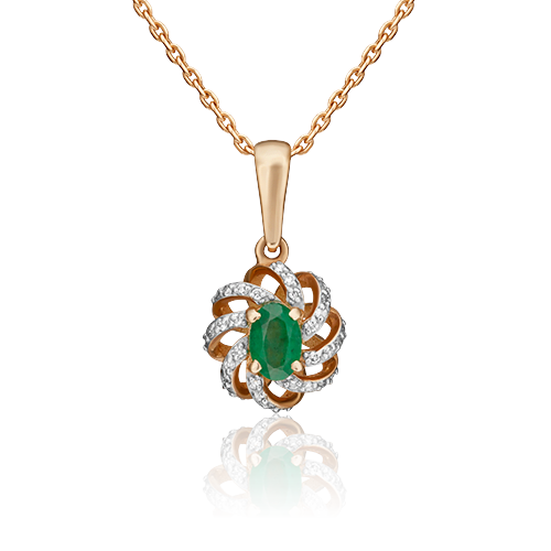 

Кулон из красного золота PLATINA jewelry 03-0436-00-106-1110-30, бриллиант/изумруд, 03-0436-00-106-1110-30