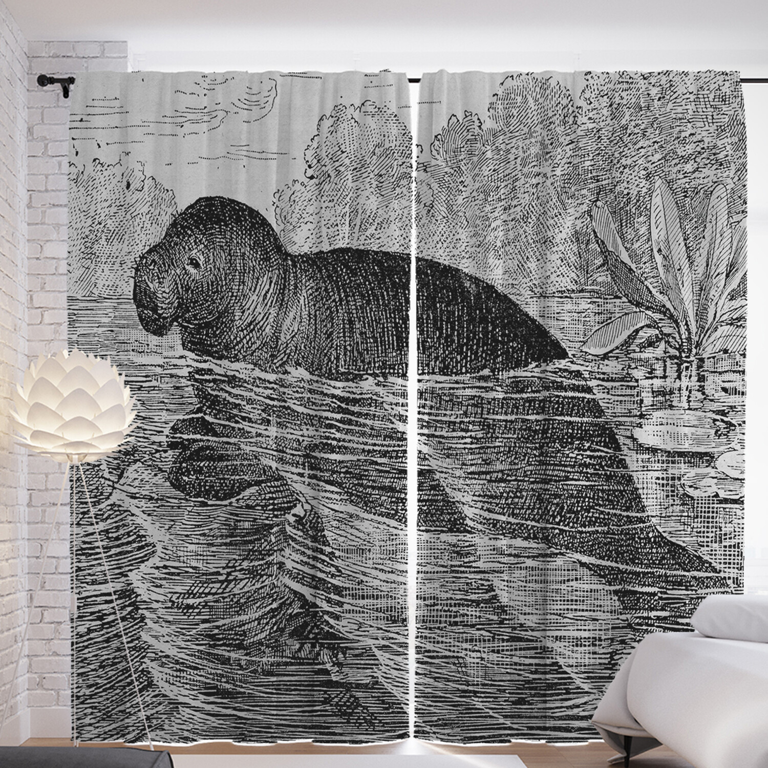 

Шторы с фотопечатью JoyArty "Древний ламантин" из сатена, 290х265 см, Древний ламантин