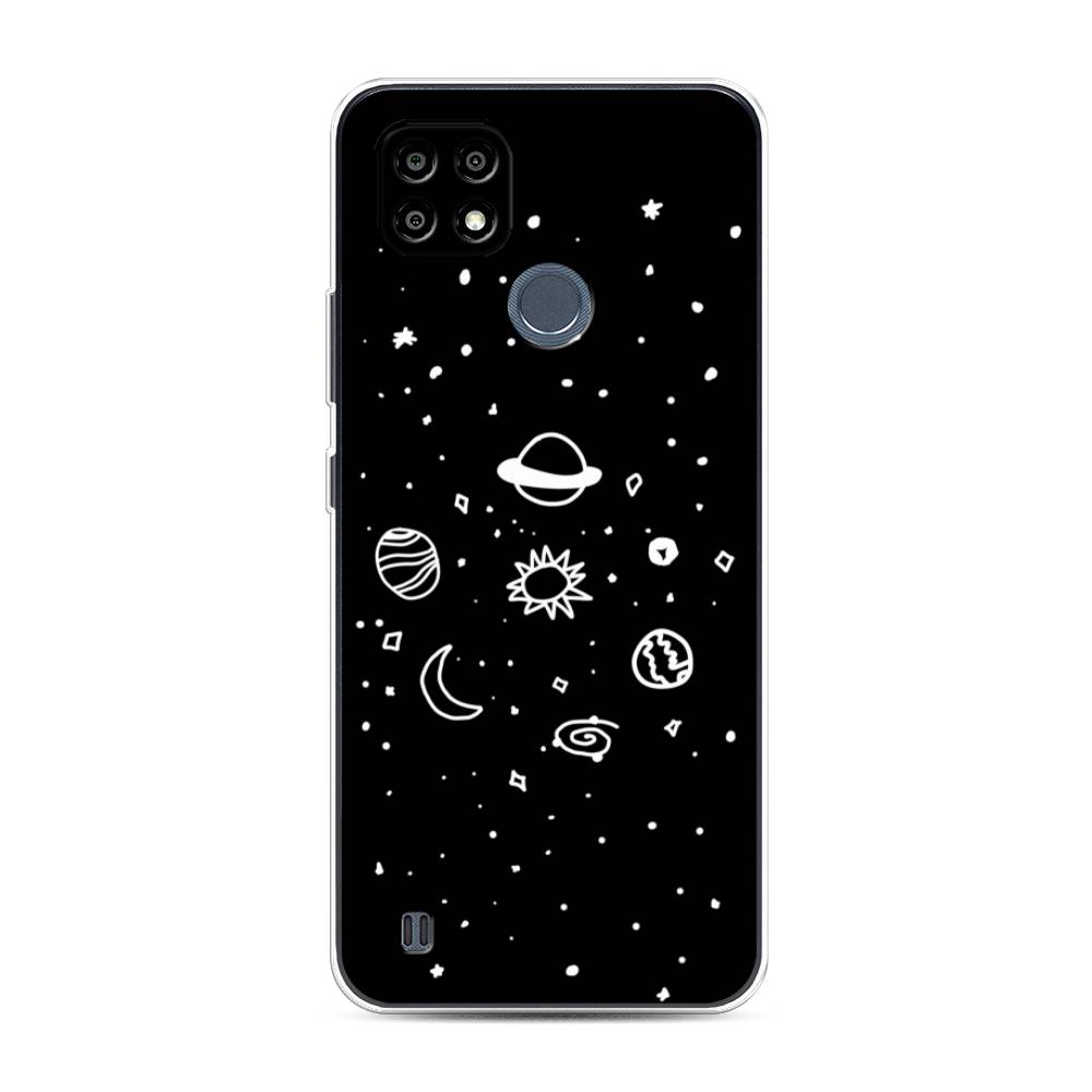 

Чехол на Oppo Realme C21Y "Дудл солнечной системы", Бежевый;серый, 256850-2