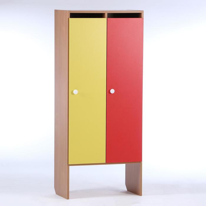 

Шкаф для одежды 608х340х1420 (2-мест), ЛДСП, корпус бук, фасады цветные, Мебель для детских садов