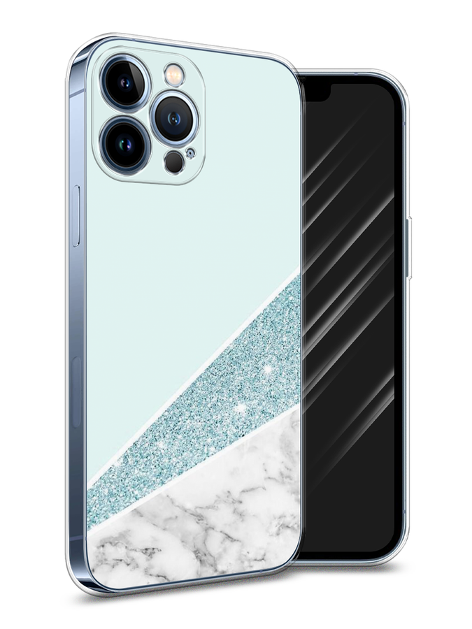 

Чехол Awog на Apple iPhone 13 Pro Max / Айфон 13 Pro Max "Мрамор с голубыми блестками", Разноцветный, 14450-3