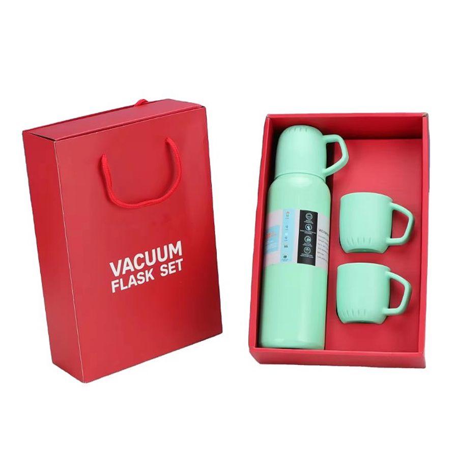 

Термос 0,5 л Vacuum Flask Set с 3 кружками зеленый, Vacuum Flask Set