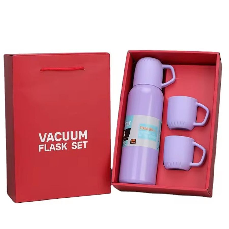 

Термос 0,5 л Vacuum Flask Set с 3 кружками фиолетовый, Vacuum Flask Set