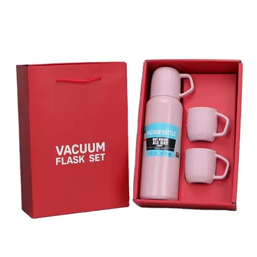 

Термос 0,5 л Vacuum Flask Set с 3 кружками розовый, Vacuum Flask Set