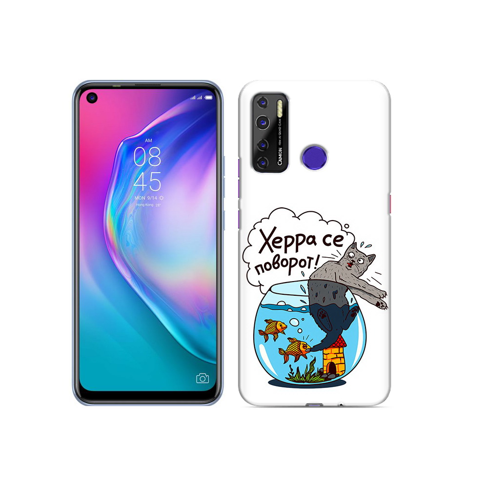 

Чехол MyPads Tocco для Tecno Camon 15 Рыбы с котом, Прозрачный, Tocco