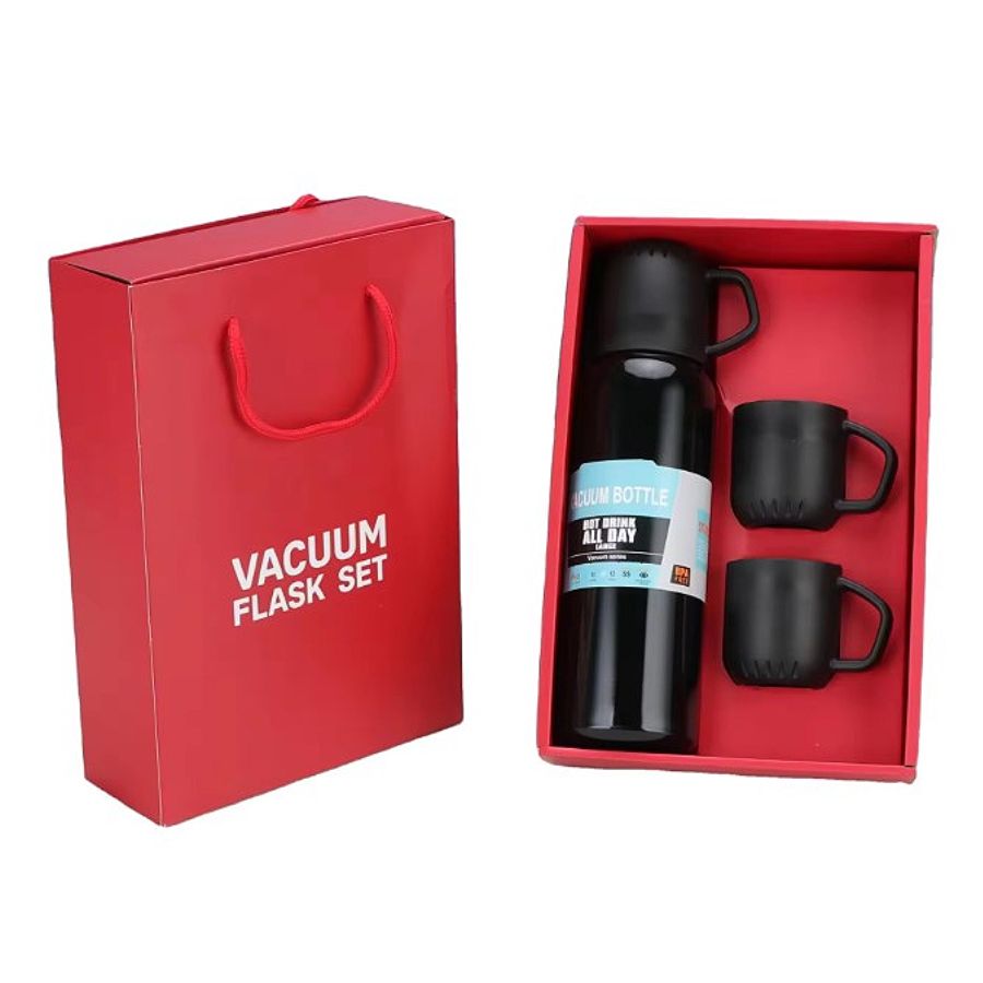 

Термос 0,5 л Vacuum Flask Set с 3 кружками черный, Vacuum Flask Set