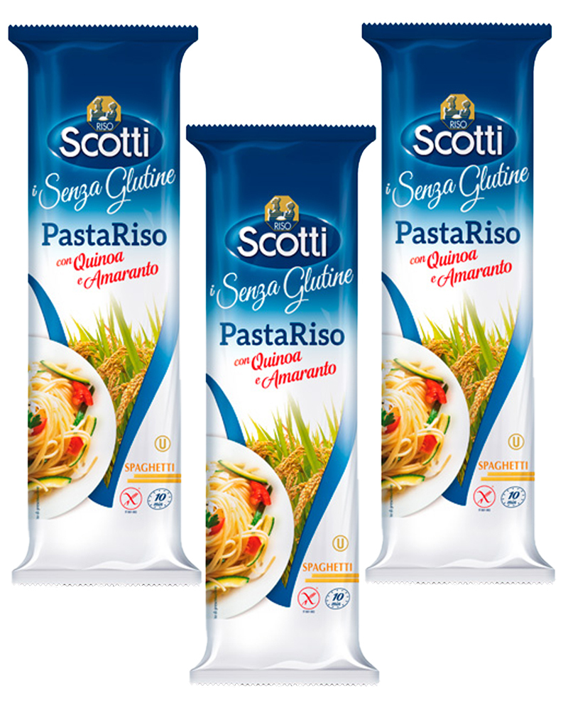 Спагетти Riso Scotti из рисовой муки, с киноа и амарантом без глютена, 250 г - 3 шт.