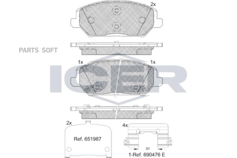 

182320 Колодки Дисковые Задние. Kia Soul 1.6I/Crdi 09> ICER 182320