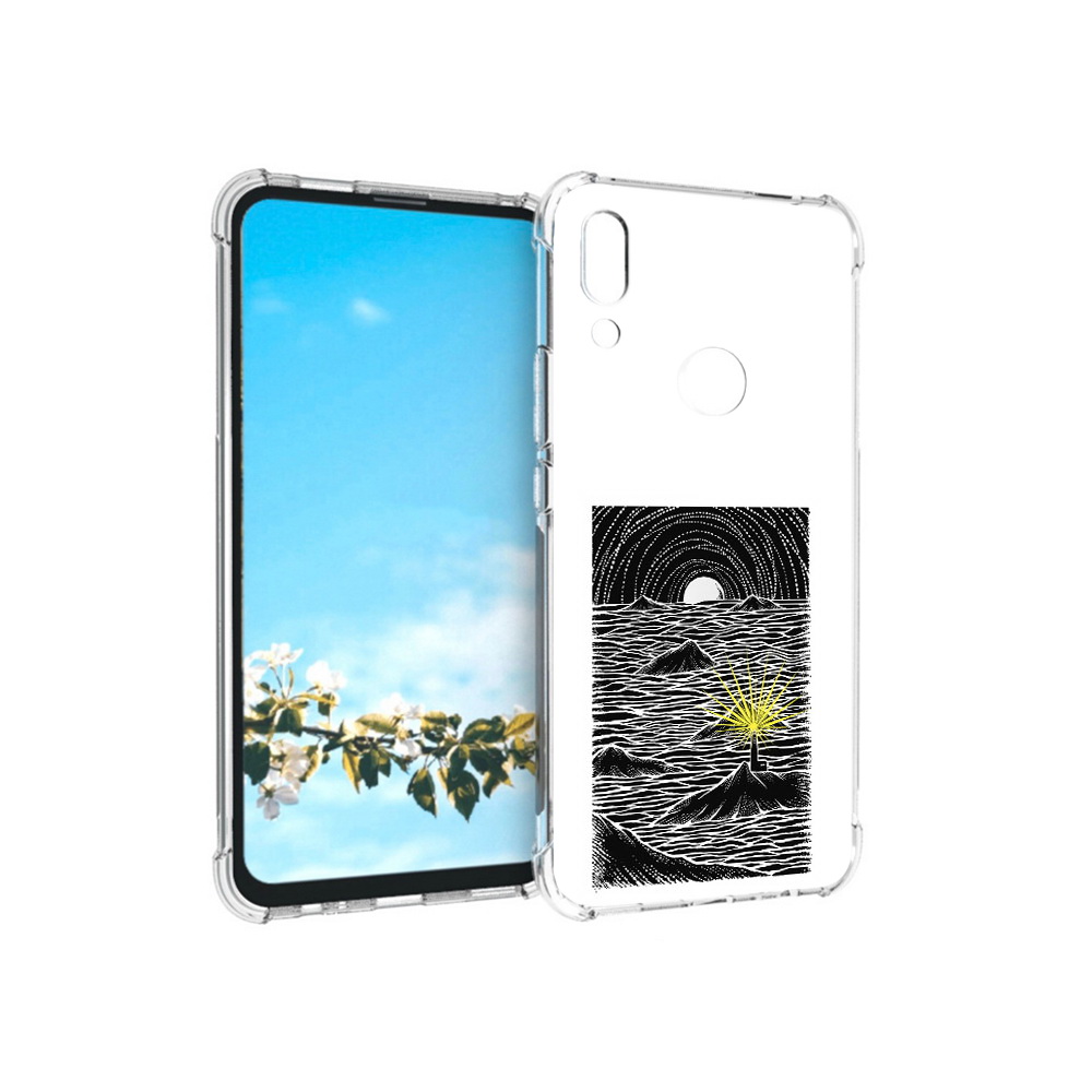 

Чехол MyPads Tocco для Huawei P Smart Z маяк в черно белом море, Прозрачный, Tocco