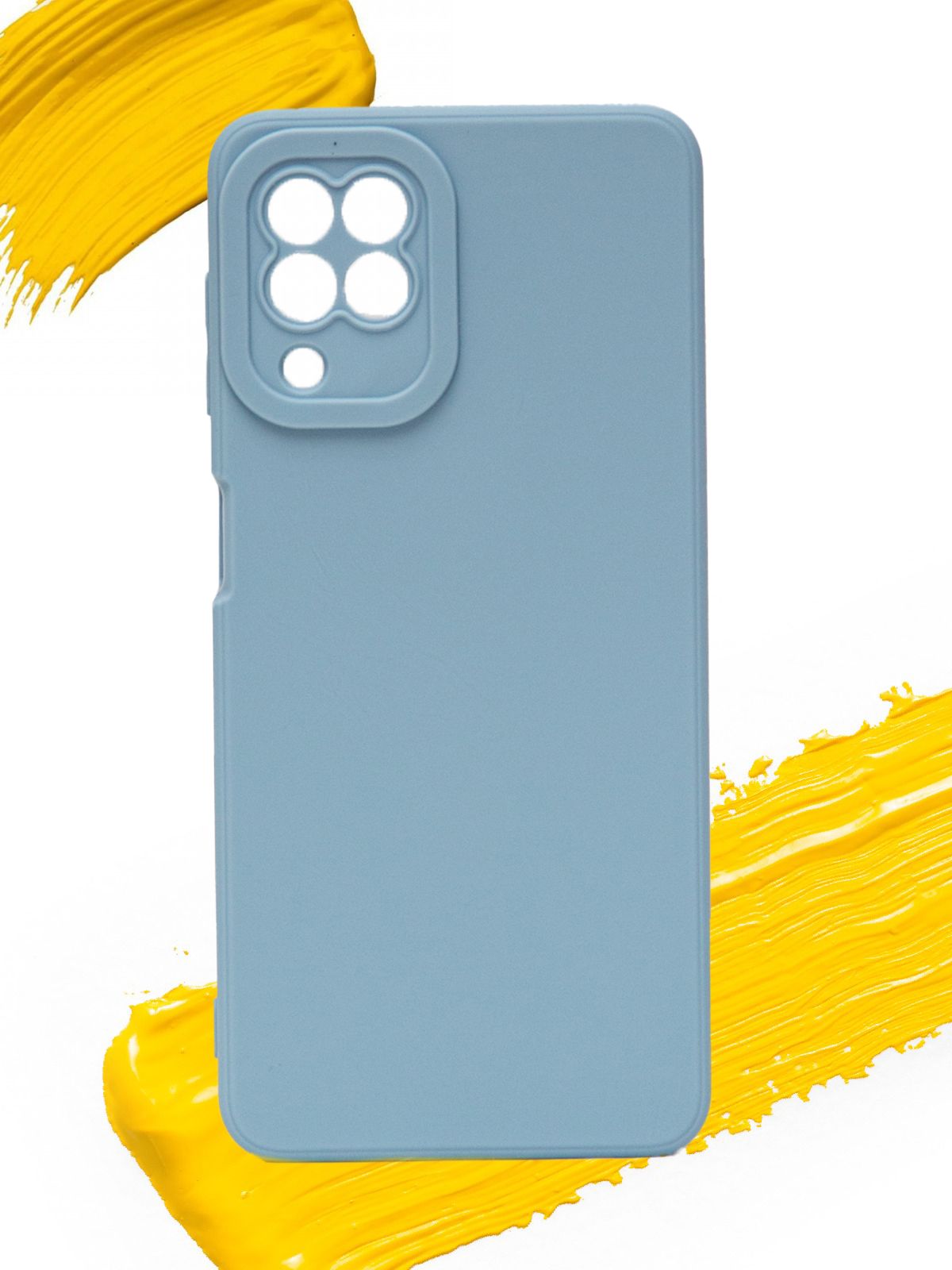 

Чехол для Samsung Galaxy A12 с защитой камеры, голубой, Silicone case