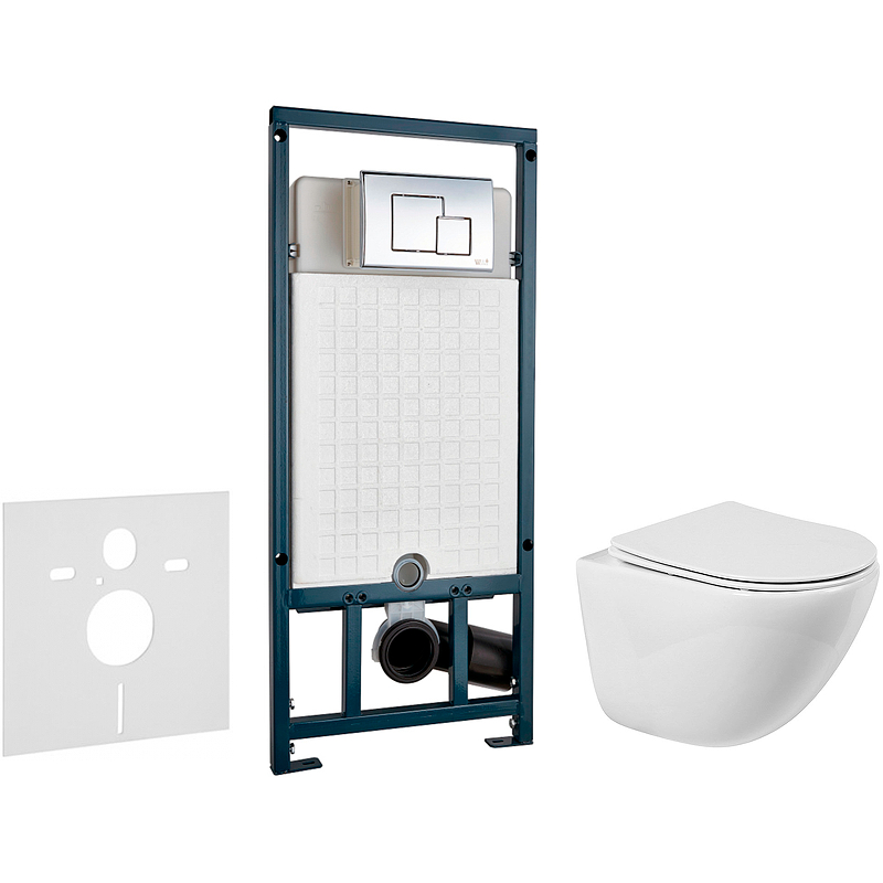 Комплект унитаза BelBagno Amanda BB051CHR+BB051SC с сиденьем Микролифт и инсталляцией Welt BB051CHR+BB051SC+10000005949+10000005953