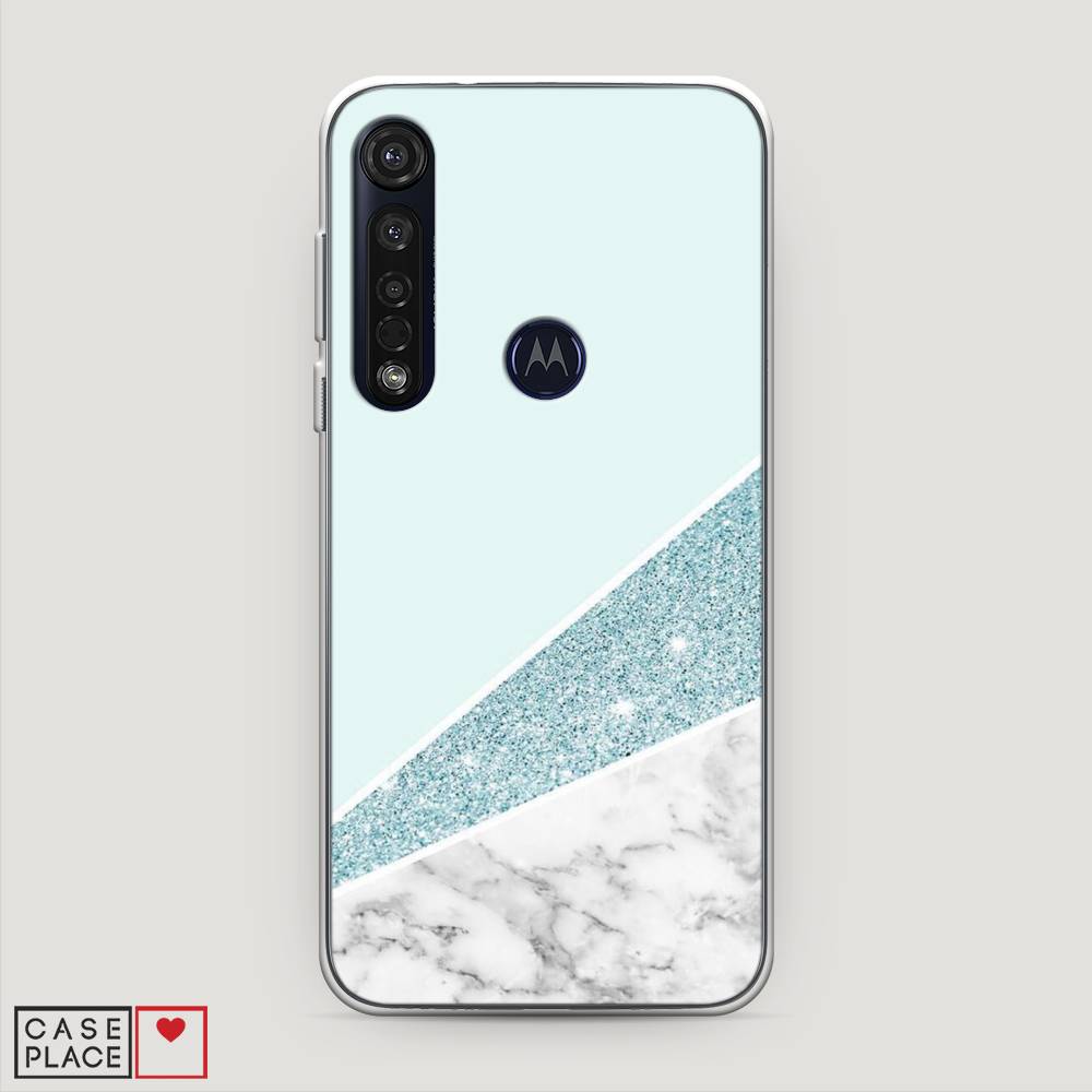 

Чехол Awog на Motorola Moto G8 Plus "Мрамор с голубыми блестками", Разноцветный, 241450-3