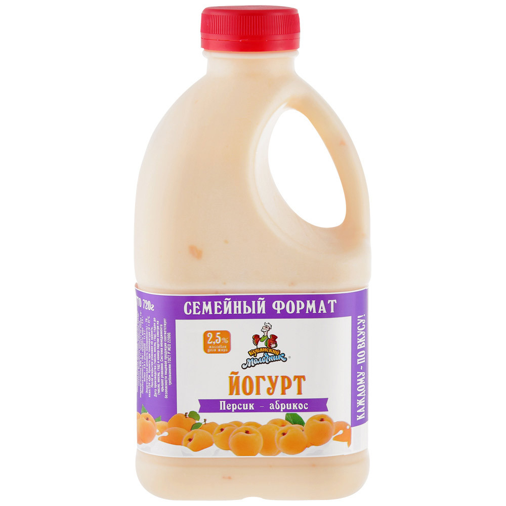 

Йогурт Кубанский молочник персик абрикос 2.5% 720 г