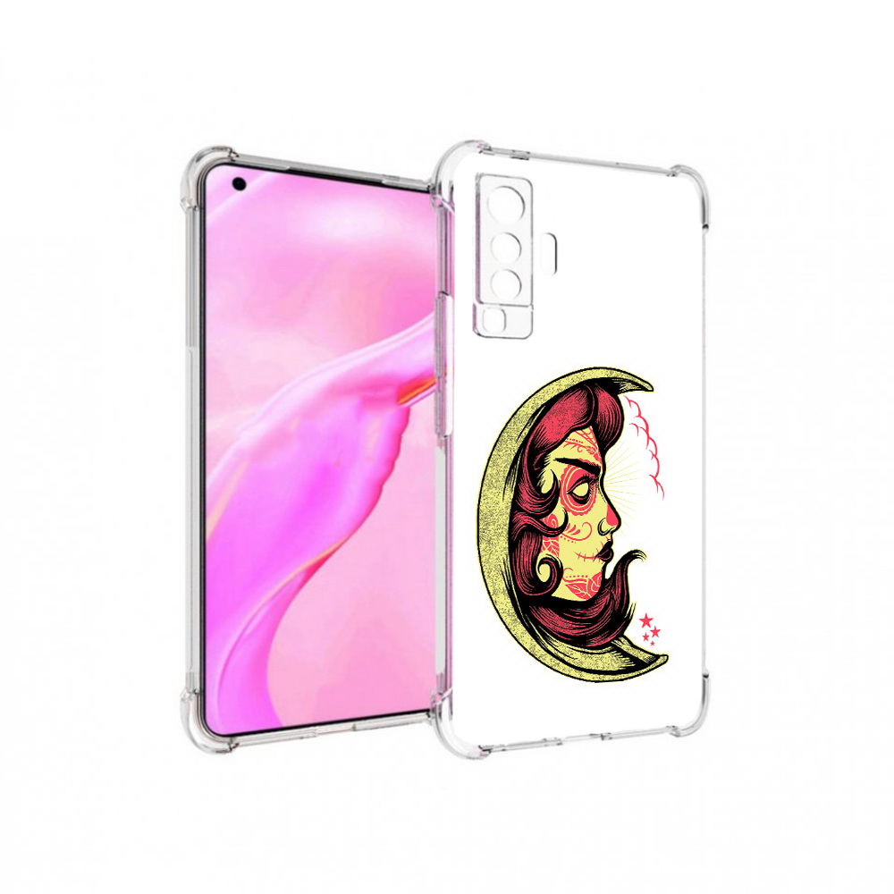 

Чехол MyPads Tocco для Vivo X50 желтый полумесяц с лицом девушки (PT226969.391.346), Прозрачный, Tocco