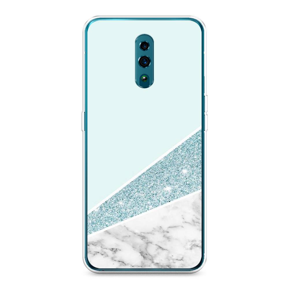 фото Силиконовый чехол "мрамор с голубыми блестками" на oppo reno awog