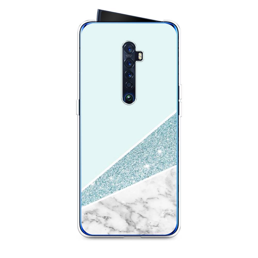 

Чехол Awog на Oppo Reno 2 "Мрамор с голубыми блестками", Разноцветный, 253550-3