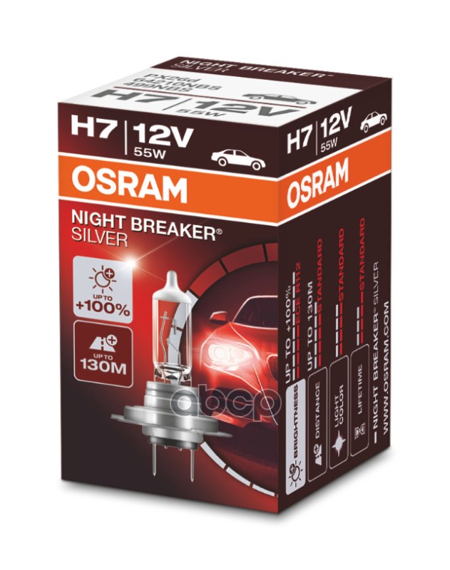 

Лампа 12v h7 55w px26d osram night breaker silver картон 64210nbs