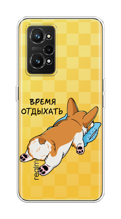 

Чехол на Realme GT Neo 3T "Корги отдыхает", Черный;коричневый;голубой, 2510750-1