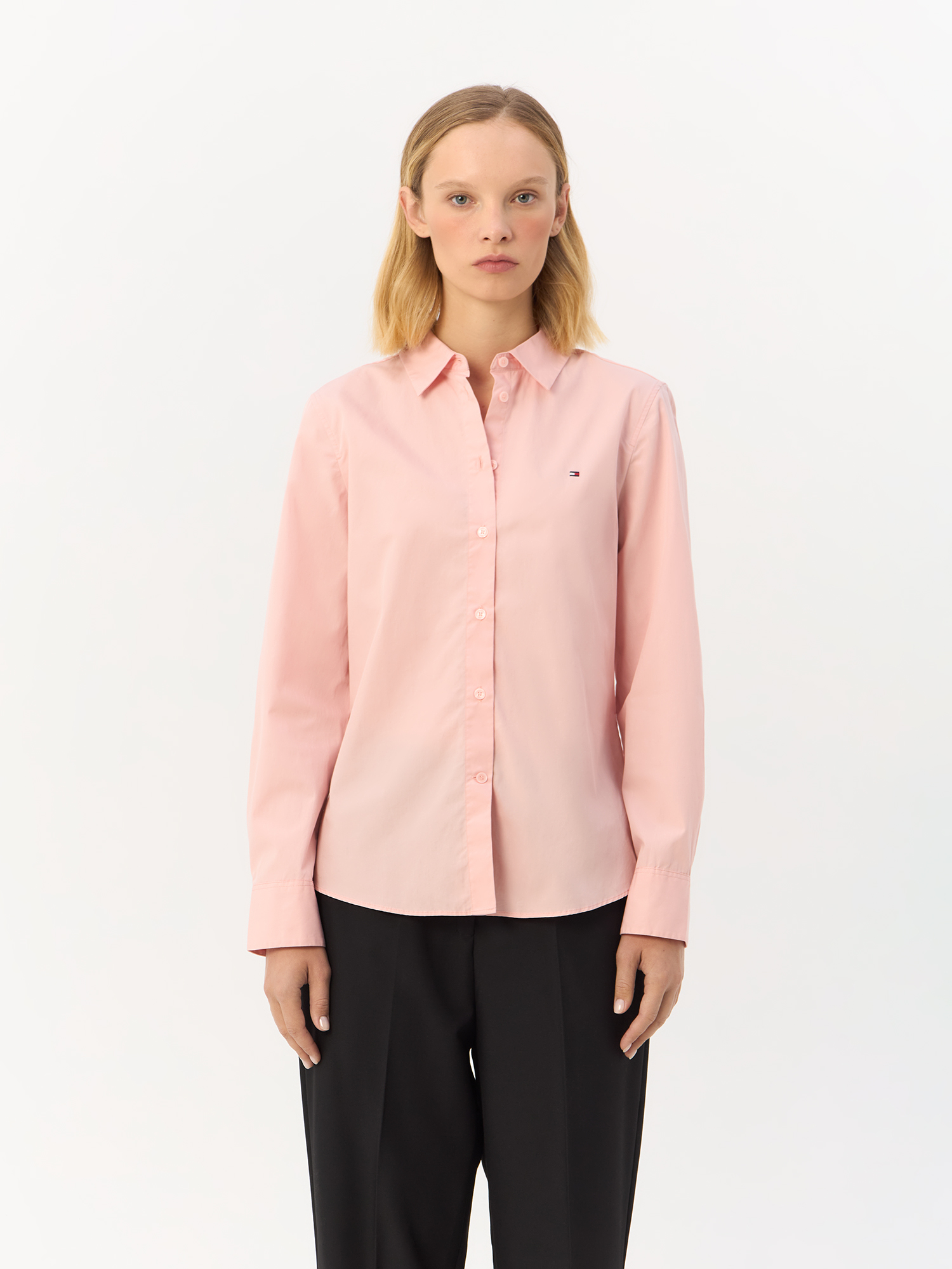 

Рубашка женская Tommy Hilfiger WW0WW43344 розовая-TIO 36, Розовый, Essential Regular Fit Poplin Shirt