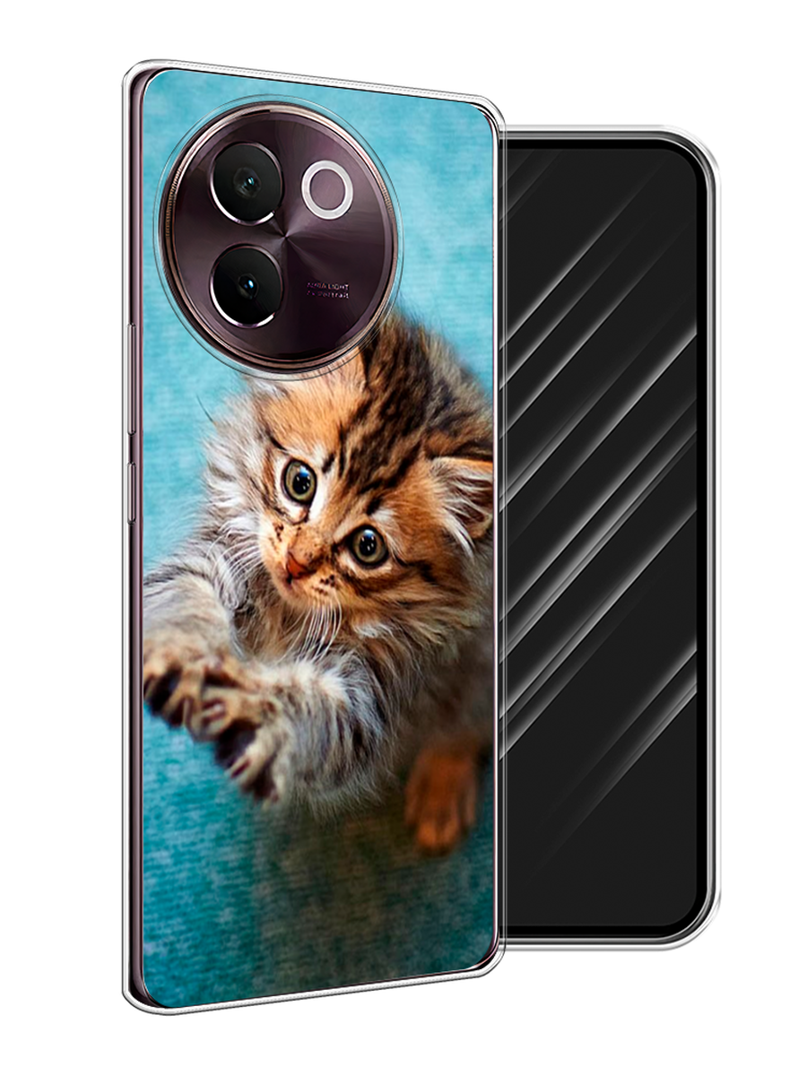 

Чехол Awog на Vivo V30e "Котенок просит есть", Бирюзовый;коричневый;белый, 2610550-1
