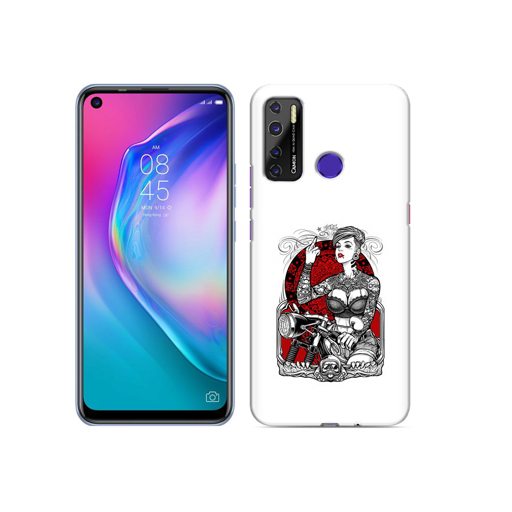 Чехол MyPads Tocco для Tecno Camon 15 девушка на мотоцикле