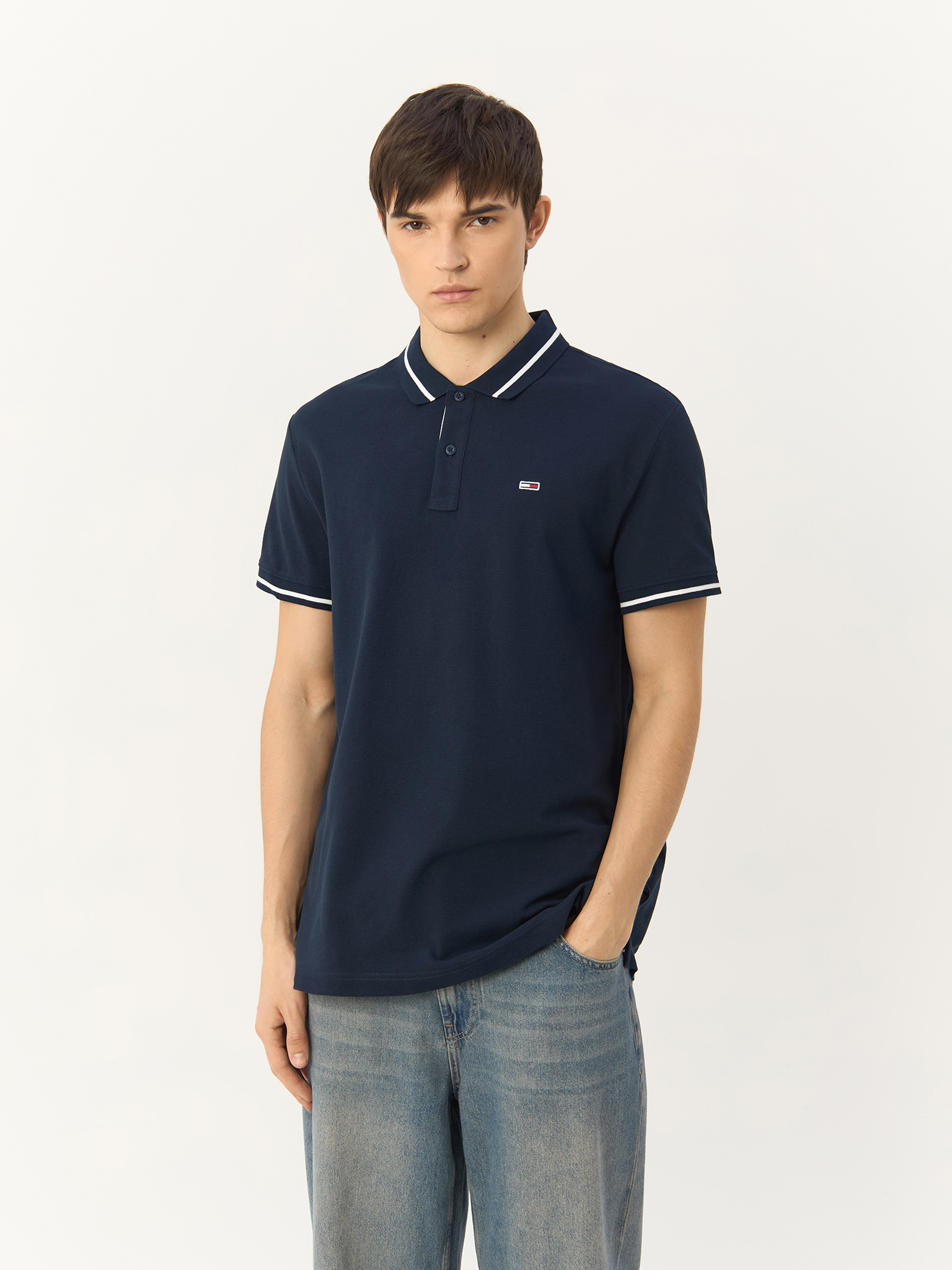 Футболка мужская Tommy Hilfiger Jeans Reg Tipping Polo DM0DM19504 синяя L