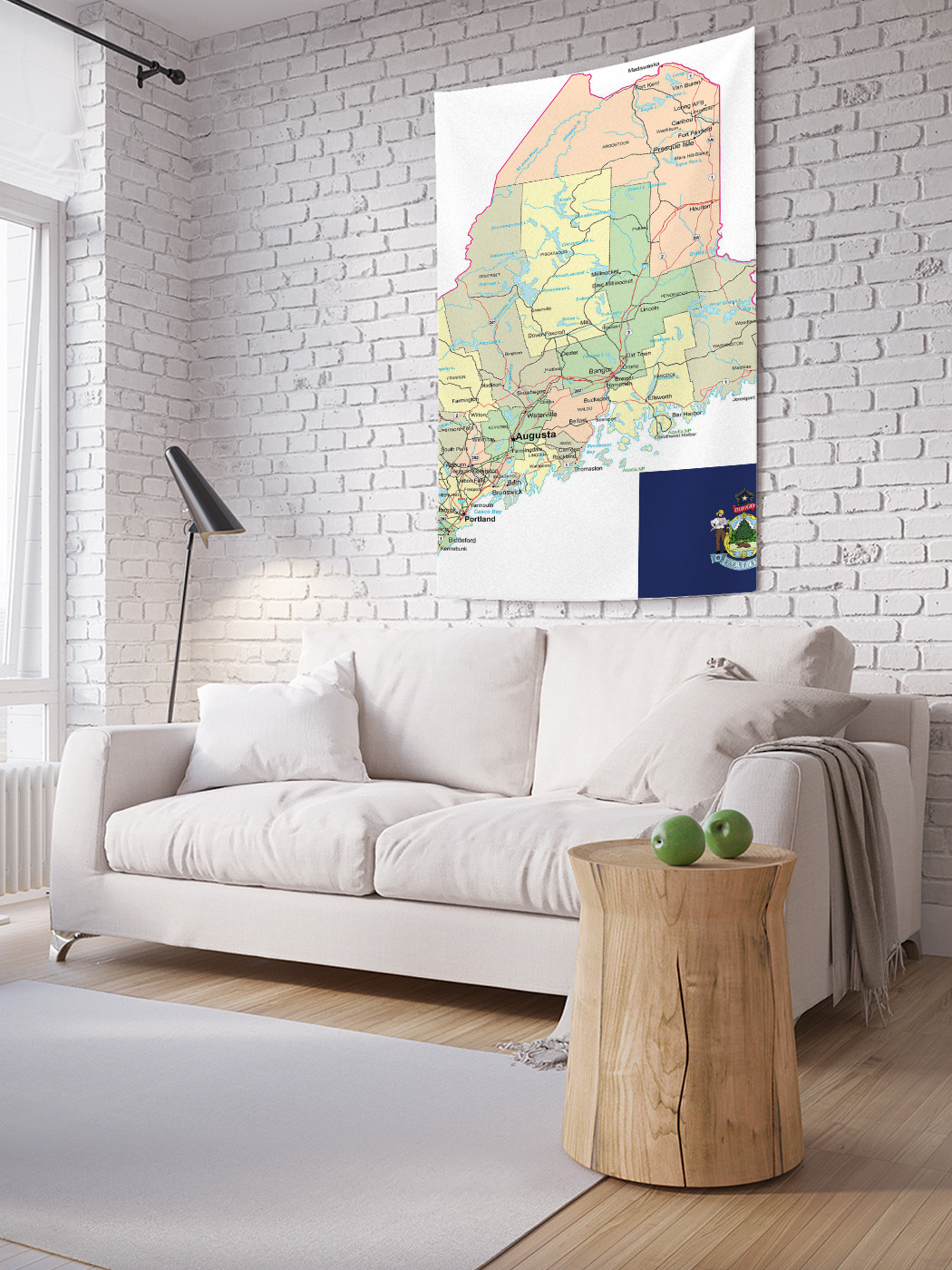 

Вертикальное фотопанно на стену JoyArty Карта Штат Мэн 100x150 см, Карта Штат Мэн
