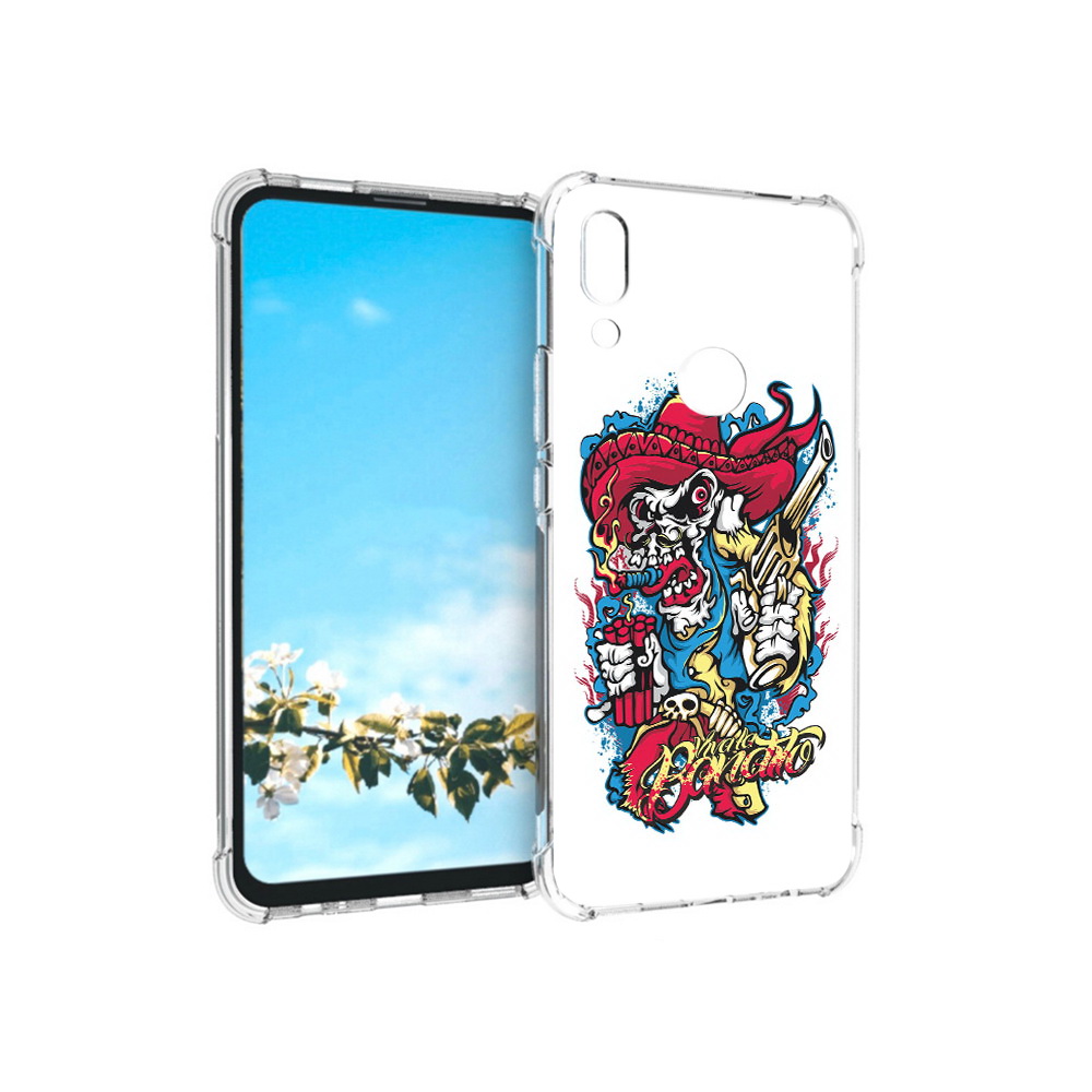 

Чехол MyPads Tocco для Huawei P Smart Z нарисованный скелет с писталетом, Прозрачный, Tocco
