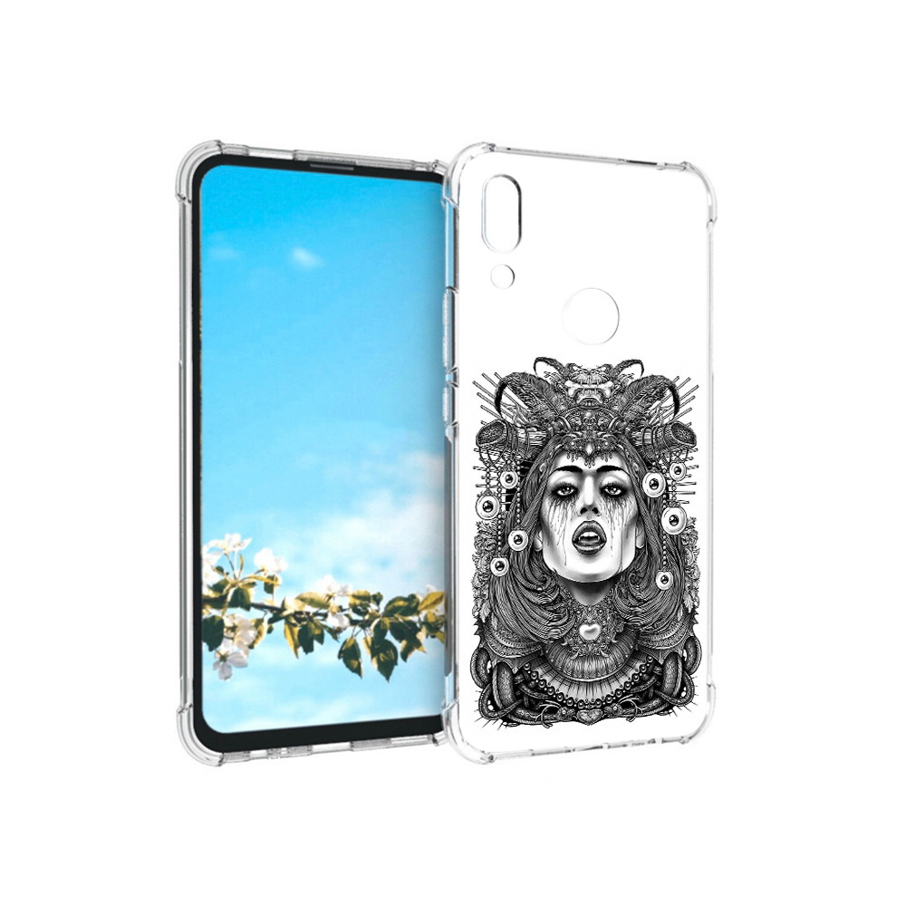 

Чехол MyPads Tocco для Huawei P Smart Z портрет девушки черно белый, Прозрачный, Tocco