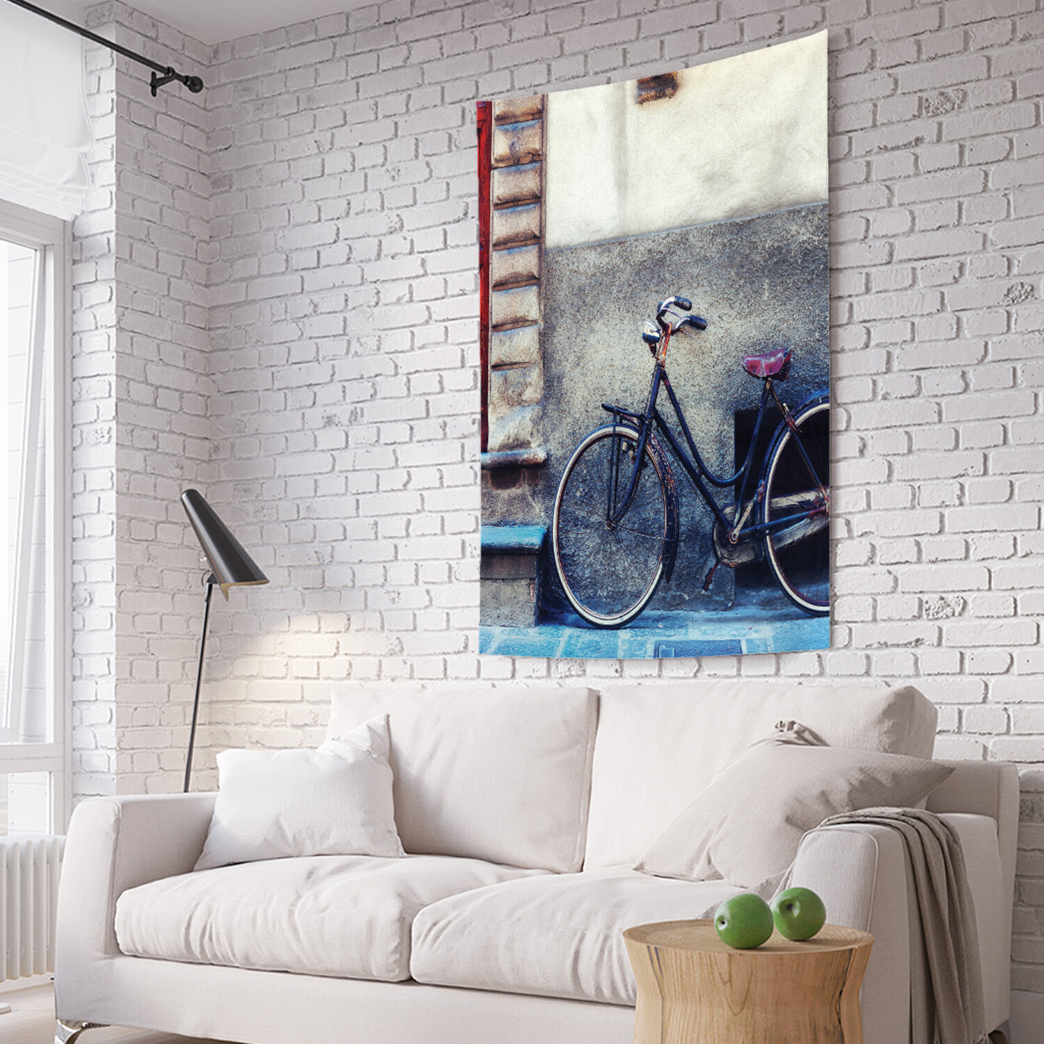 фото Вертикальное фотопанно на стену joyarty "велосипед под домом", 150x200 см