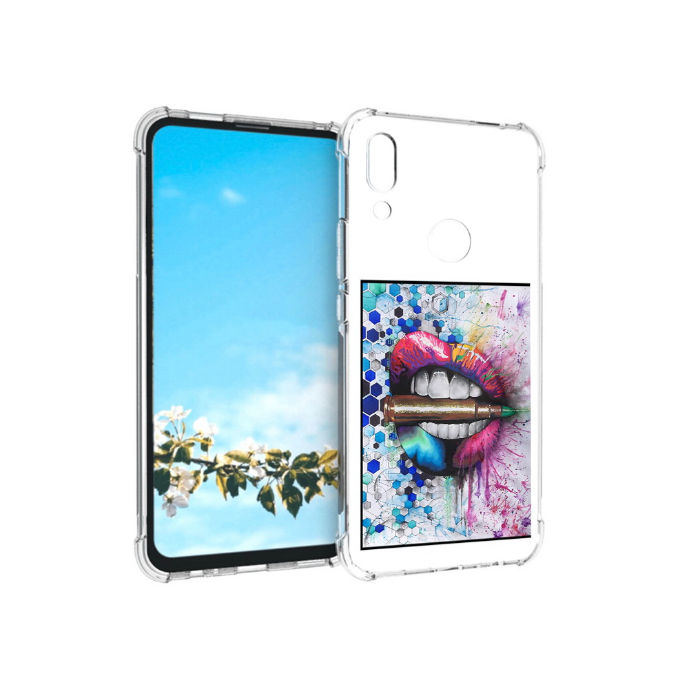 

Чехол MyPads Tocco для Huawei P Smart Z разноцветные губы с пулей, Прозрачный, Tocco