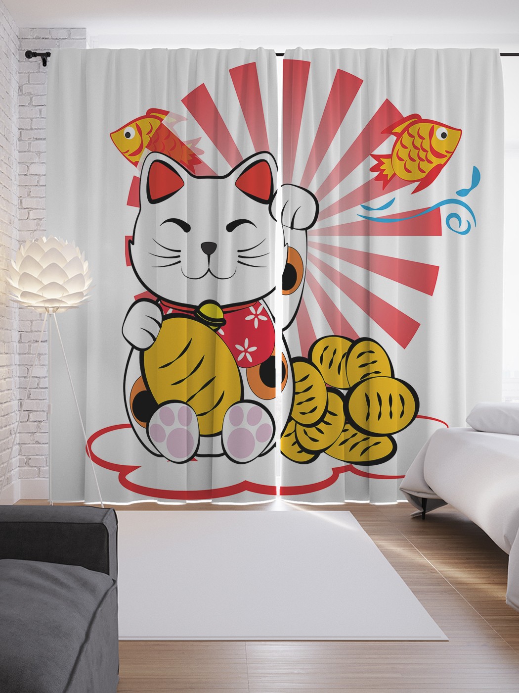 

Шторы с фотопечатью JoyArty "Манящий кот" из сатена, 290х265 см, Манящий кот