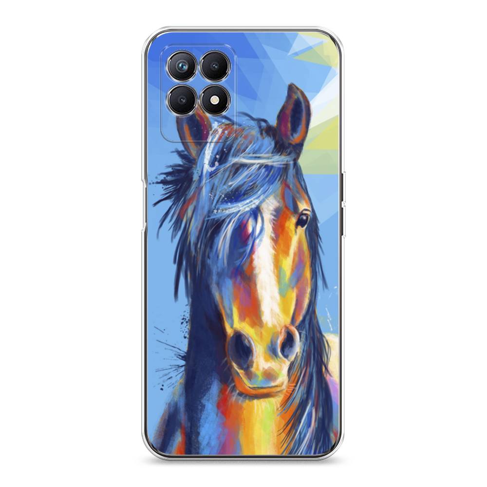 

Чехол на Realme 8i "Лошадь арт 3", Голубой;желтый;синий, 257350-1