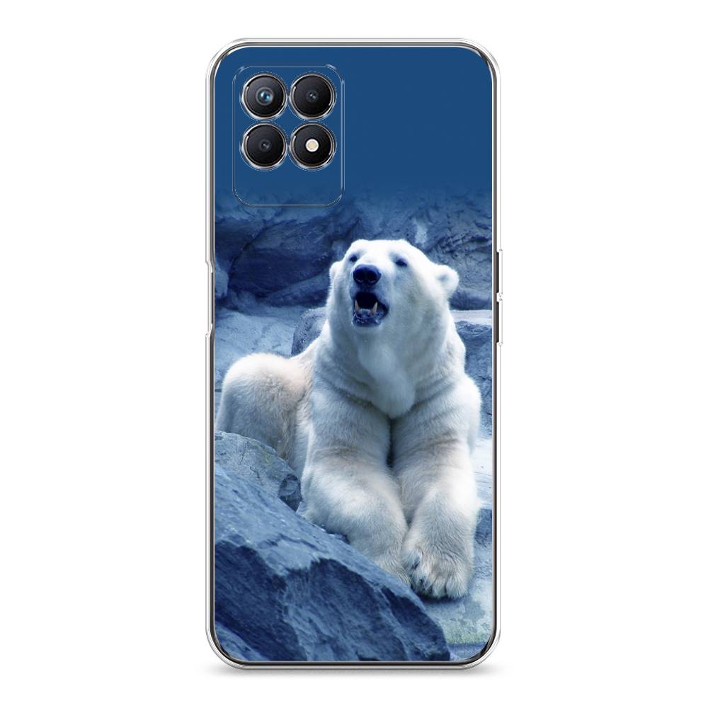 

Чехол на Realme 8i "Белый медведь", Голубой;белый, 257350-1
