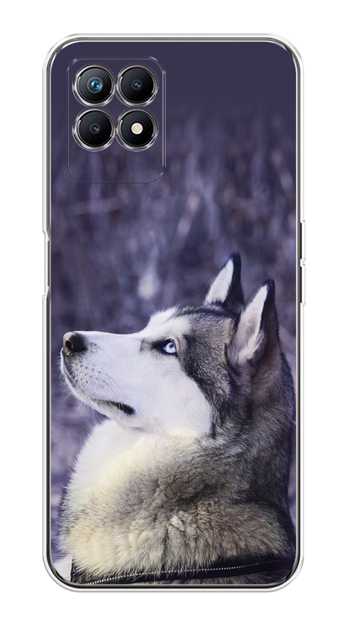 

Чехол на Realme 8i "Хаски 1", Фиолетовый;белый, 257350-1